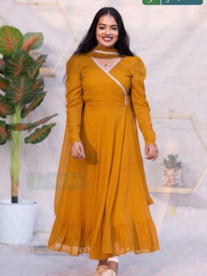 MUSTARD ELEGANCE ANARKALI DRESS