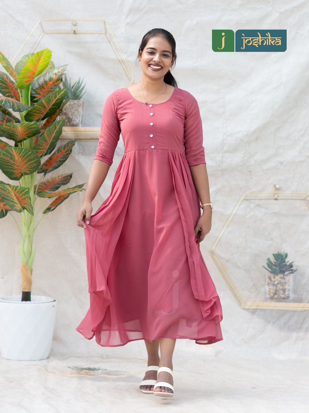 CHIC A-LINE KURTA WITH FLOWING PLEATES - Image 6