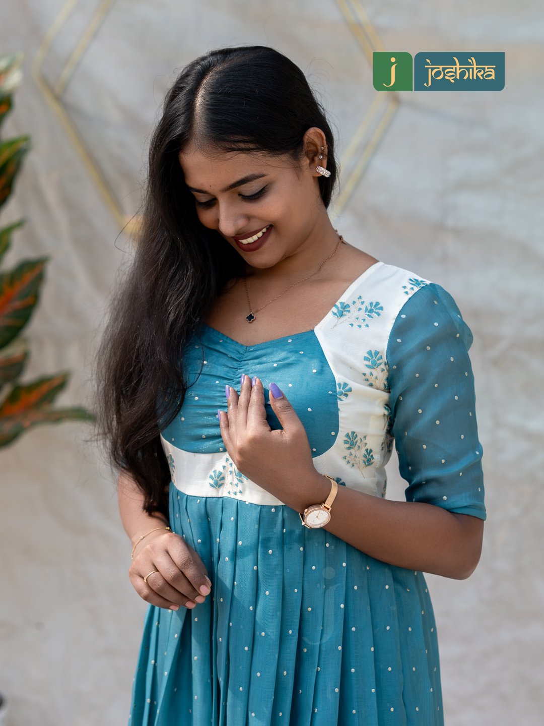 ELEGANT TEAL JUTE ORGANZA KURTA - Image 4