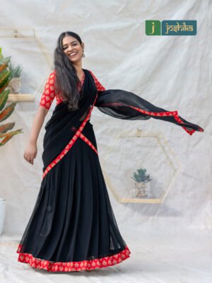 ROYAL BLACK GEORGETTE DAVANI SET WITH AJRAKH TOUCH