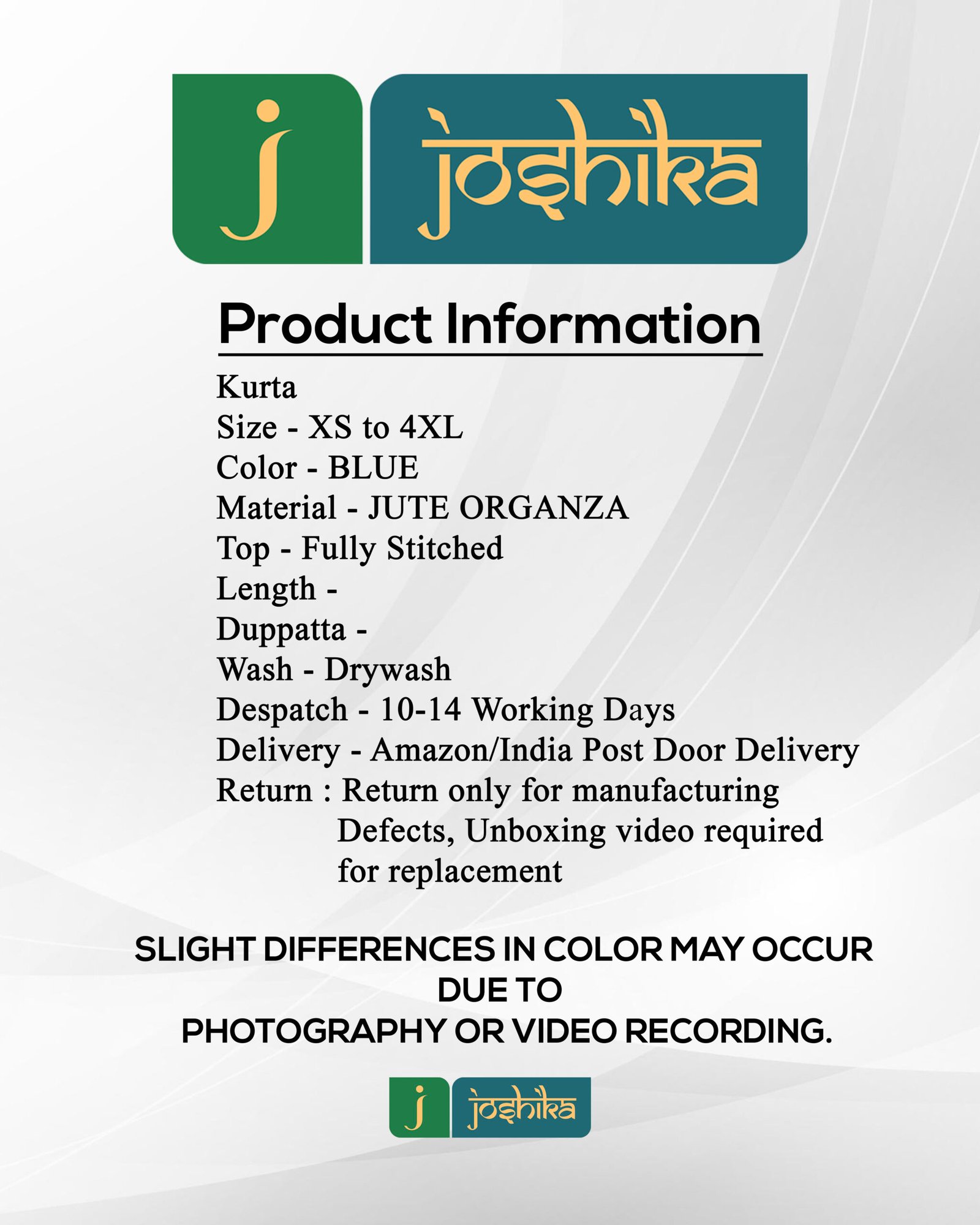 ELEGANT TEAL JUTE ORGANZA KURTA - Image 8