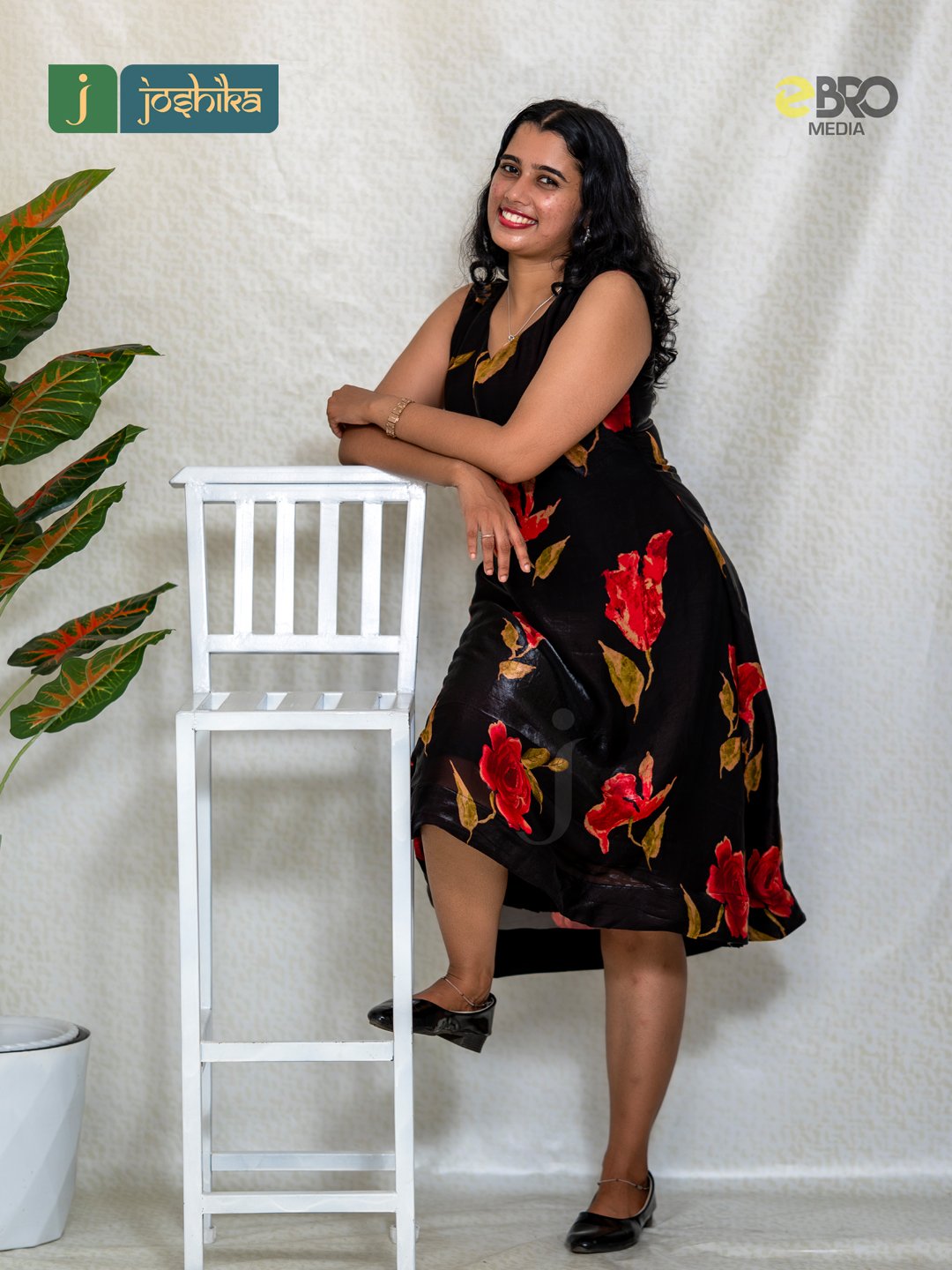 Midnight Rose Sleeveless Silky Velvet Frock - Image 2