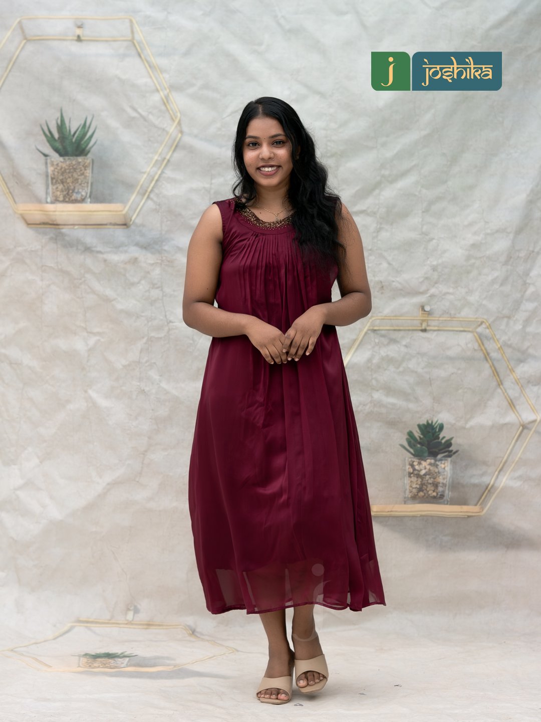 Elegant Maroon Kurta with Handwork Neck - Image 2
