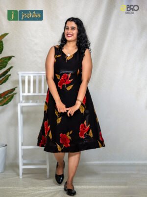 Midnight Rose Sleeveless Silky Velvet Frock