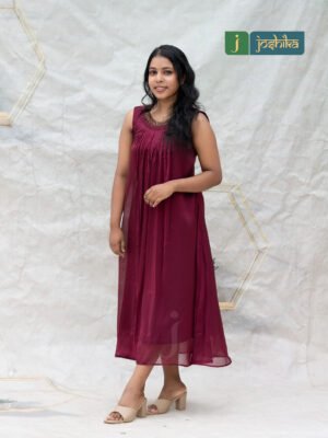 Elegant Maroon Kurta with Handwork Neck