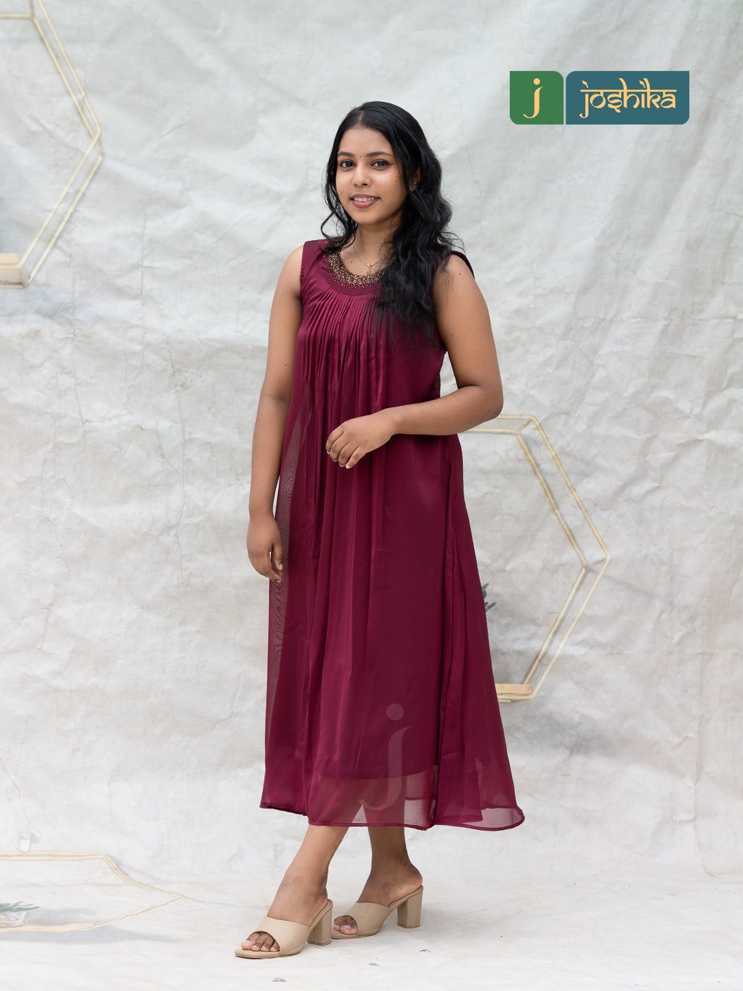 Elegant Maroon Kurta with Handwork Neck