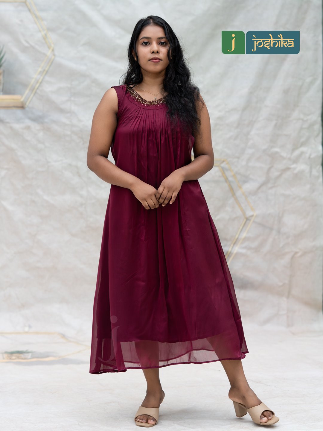 Elegant Maroon Kurta with Handwork Neck - Image 7