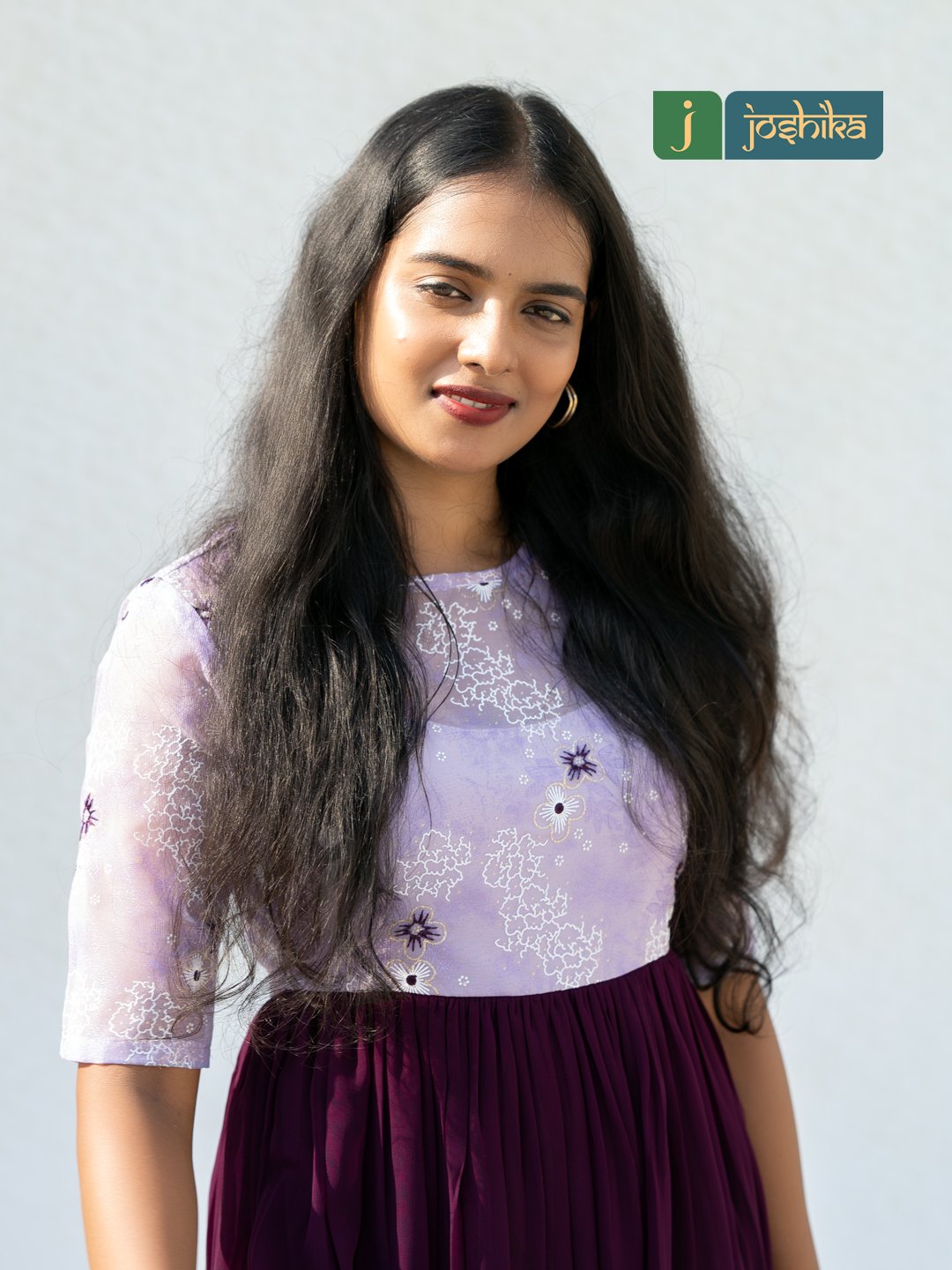 Floral Organza & Pleated Georgette Midi Kurta - Image 3