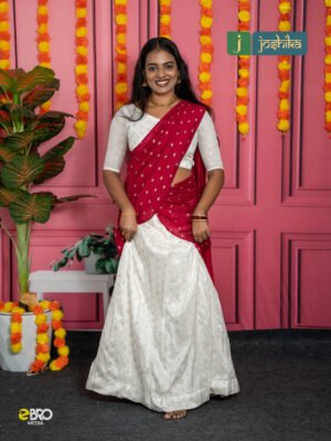 Onam Heritage Ivory & Ruby Davani Set