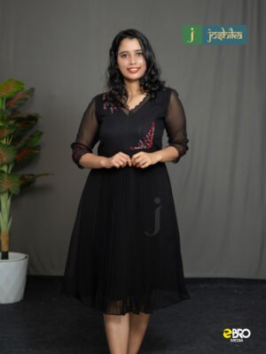 Midnight Elegance Georgette Pleated Kurta