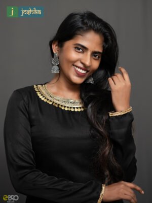 Elegant Black Modal Kurta with Premium Handwork Yoke