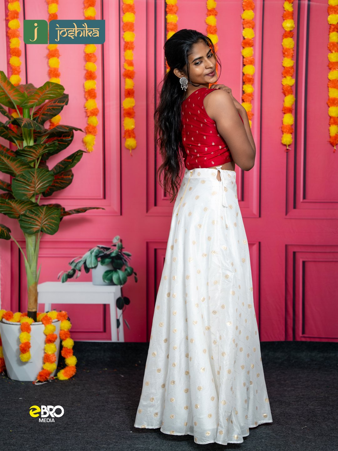 Onam Heritage Ruby Bloom Skirt & Top Set - Image 5