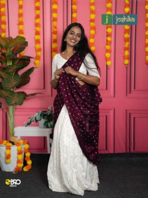Onam Heritage Ivory & Purple Davani Set