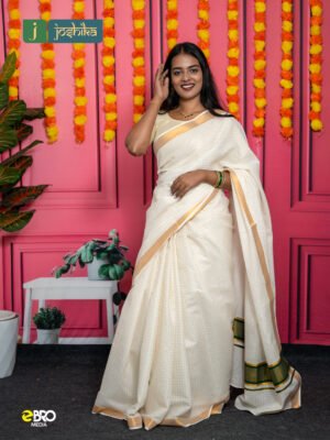 Elegant Kasavu Tissue Check Saree