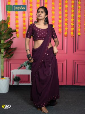 Traditional Kerala Davani with Golden Kasavu Border - PURPLE