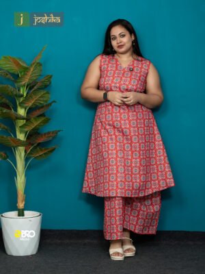 Elegant Printed Cotton Co-Ord Kurta & Palazzo Set for Women