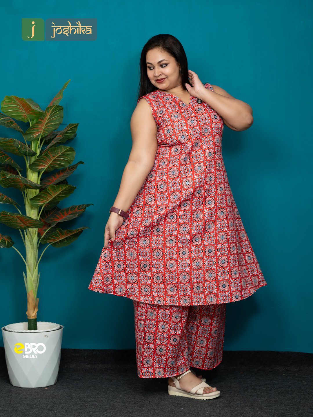 Elegant Printed Cotton Co-Ord Kurta & Palazzo Set for Women - Image 3