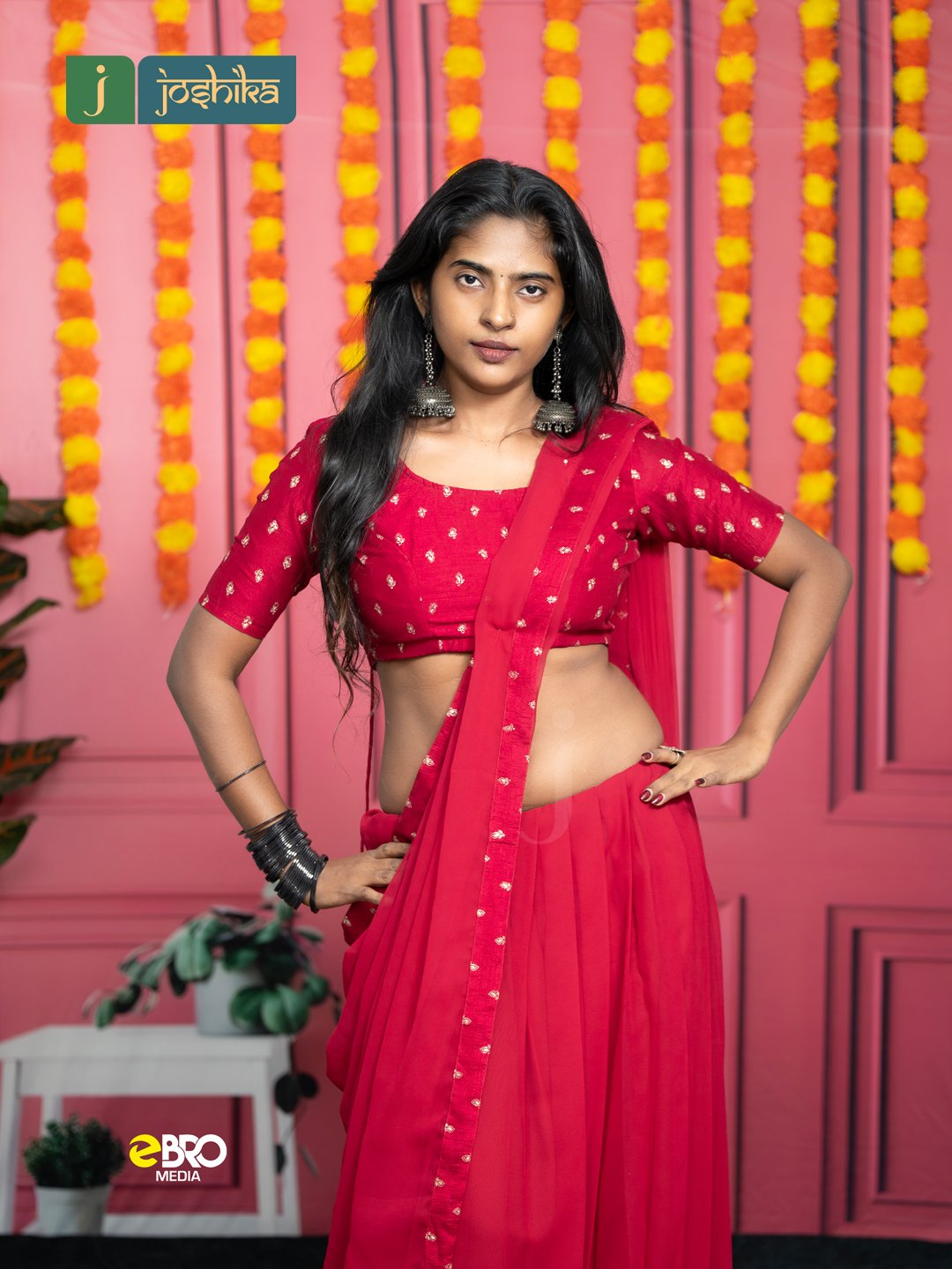 Traditional Kerala Davani with Golden Kasavu Border RANI PINK - Image 6