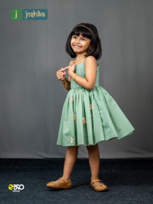 Onam Special Kids Floral Embroidered Frock