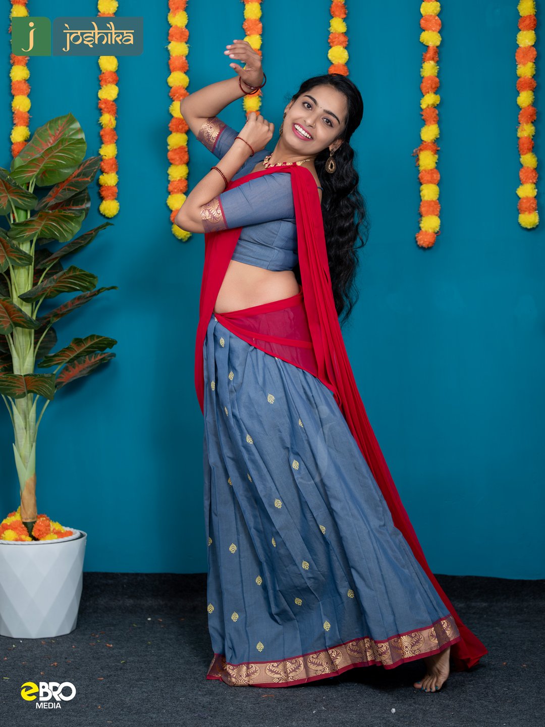 Onam Festive Cotton Dhavani Set - Image 2