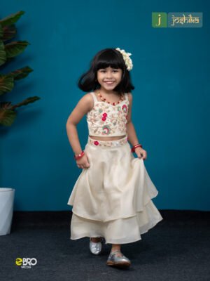 Onam Special Girls Embroidered Skirt & Top Set