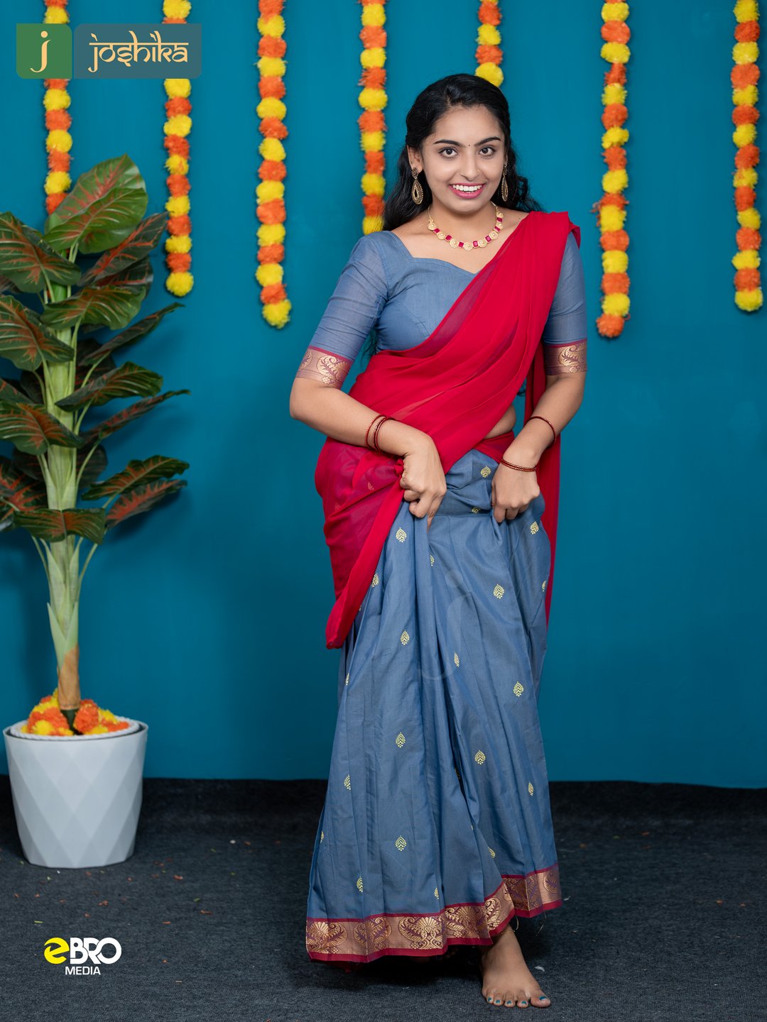 Onam Festive Cotton Dhavani Set - Image 5