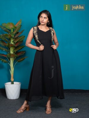 Black Kurta with Embroidered Jacket