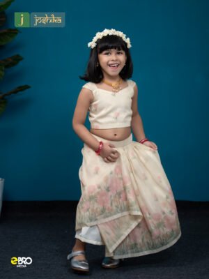 Onam Special Kids Floral Skirt & Top Set