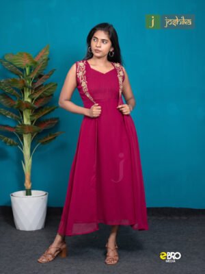 Rani Pink Kurta with Embroidered Jacket