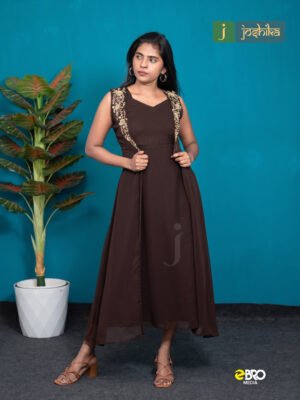 Cofee Brown Kurta with Embroidered Jacket