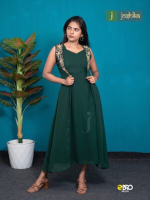 Green Kurta with Embroidered Jacket