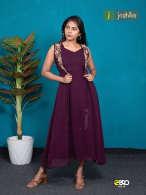 Grape Wine Kurta with Embroidered Jacket