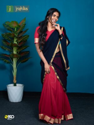 Kerala Davani with Golden Kasavu Border RANI PINK
