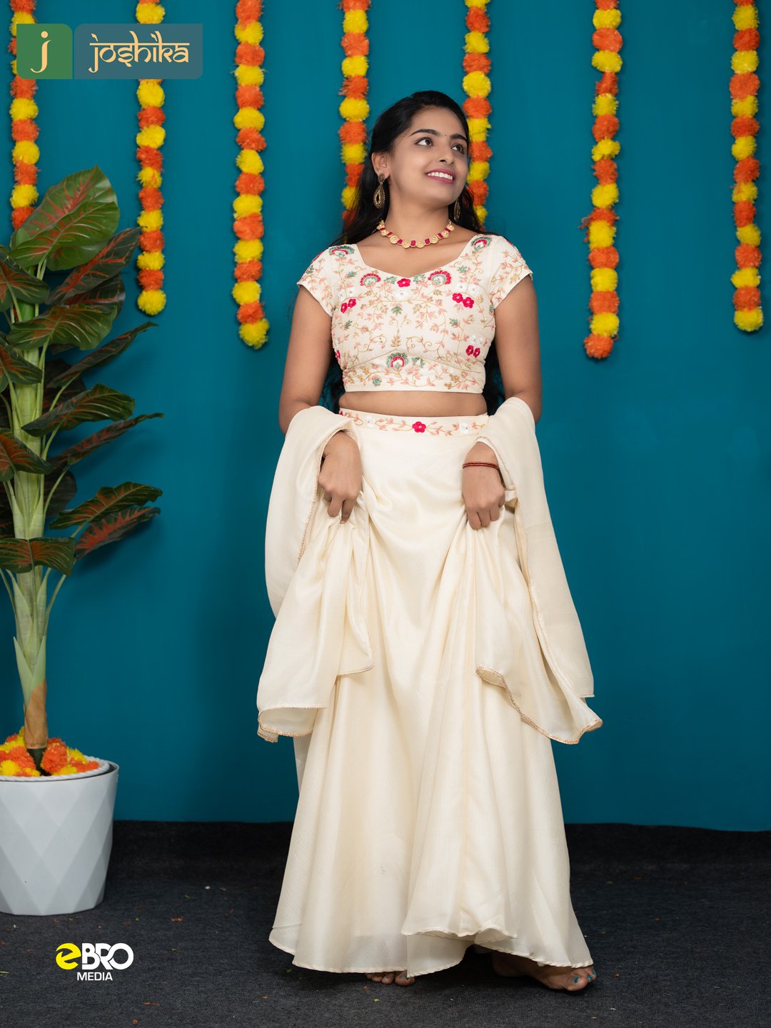 Onam Festive Premium Handworked Half Saree - Image 3