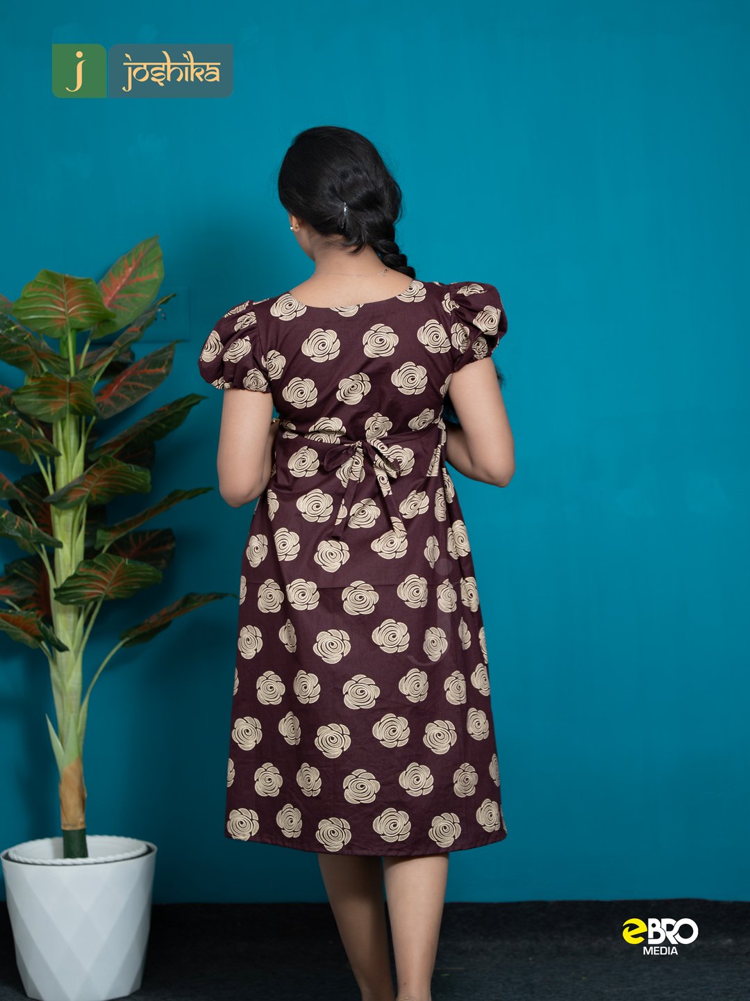 Printed Cotton A-Line Night Dress - Image 4