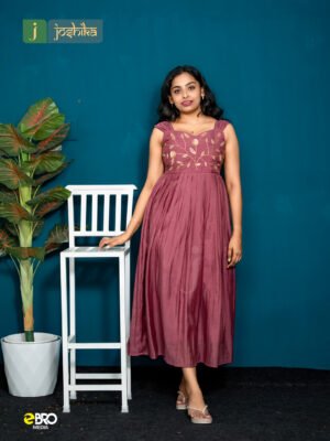 Wine Maroon Hand-Embroidered Dress