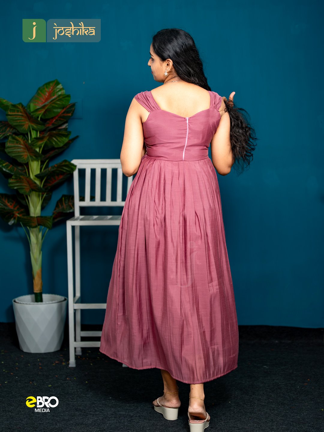 Wine Maroon Hand-Embroidered Dress - Image 4