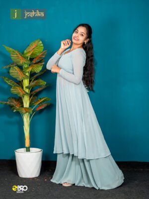 Pastel Blue Anarkali Kurta with Palazzo Set